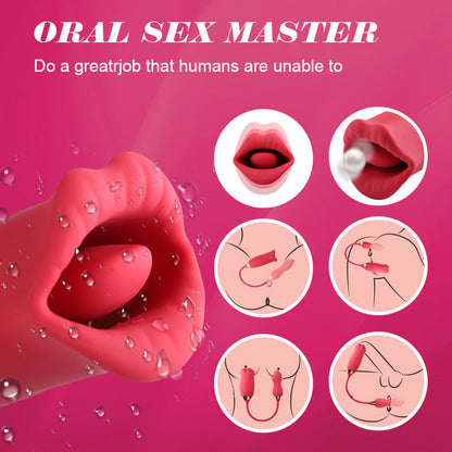 Quusvik - Rose Muncher Scarlet Rose kiss 3-in-1 Bitting & Thrusting Vibrator