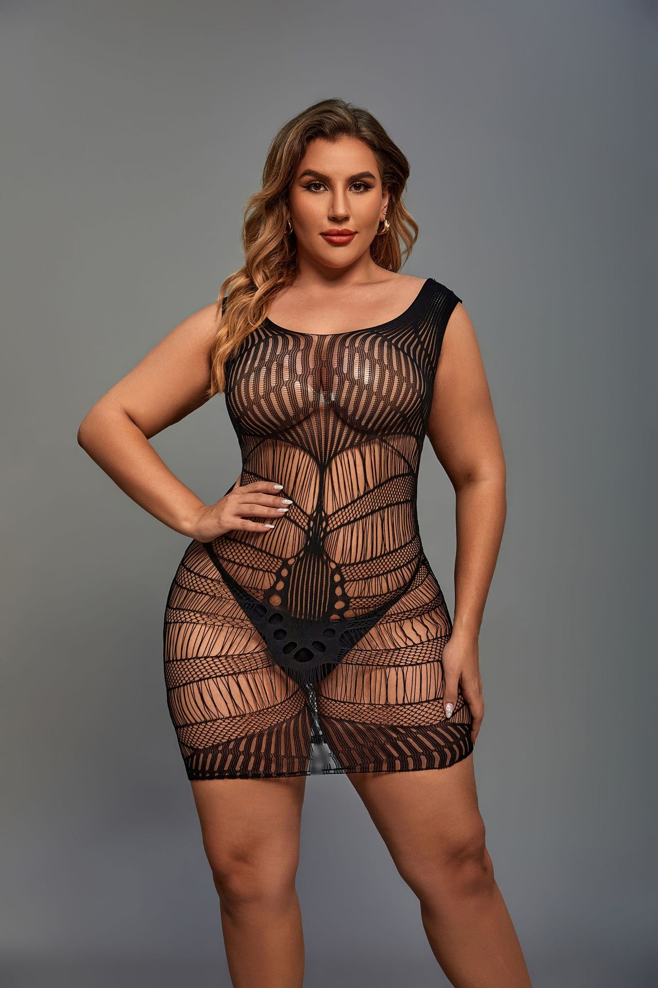 Sexy Free Jumpsuit Sheer Cutout Erotic Netting Wear