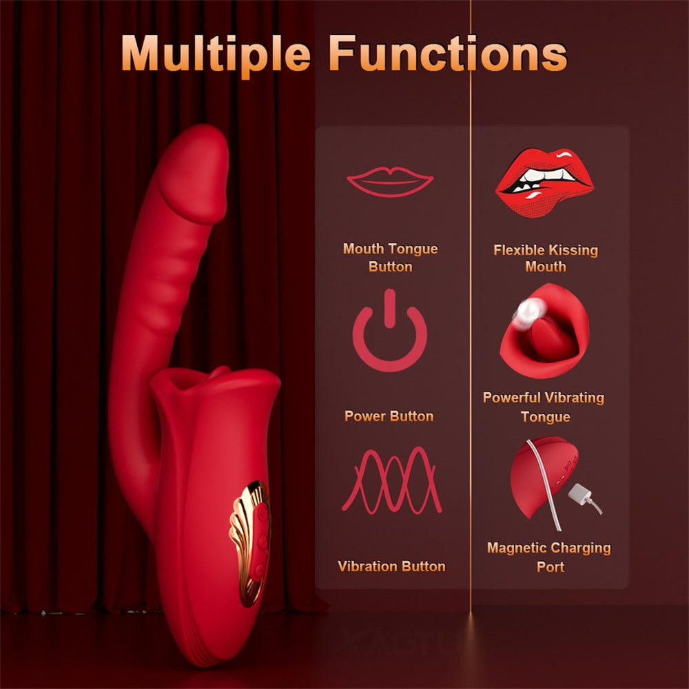 Quusvik - Rose Muncher Mouth Shaped Lip Biting Vibrator With G Spot Vibrator