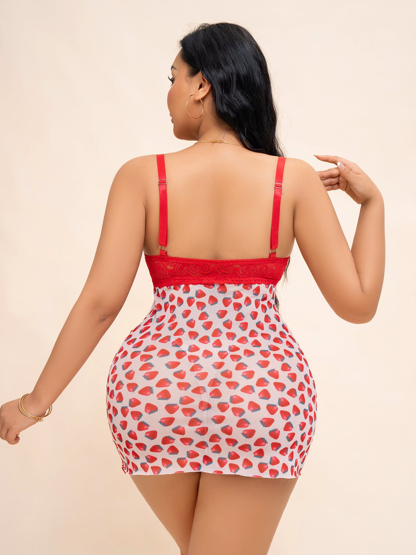 Plus Size Sexy Strawberry Silk Nightdress