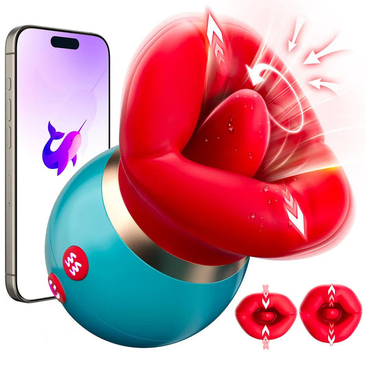 Quusvik - 3 in 1 App Remote Control Big Mouth Vibrator With 360° Tongue Licking & Sucking & Vibrating