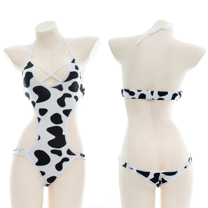 Polka Dot Cow Print Bikini Sexy Bodysuit