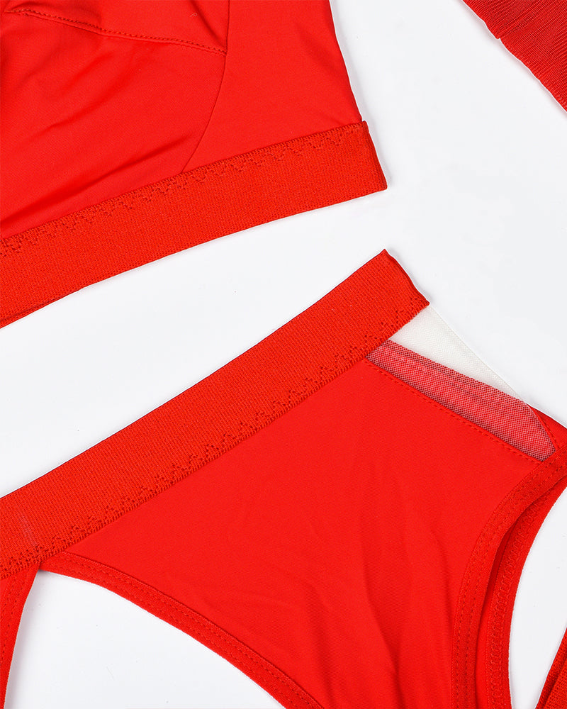 Exotic Gloves Mesh Lingerie Sets