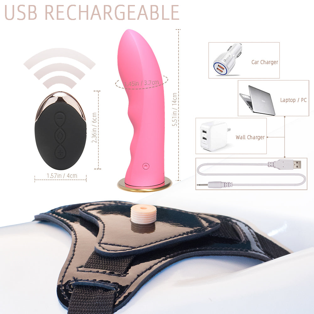 Wireless Remote USB Rechargeable Strap On Dildo