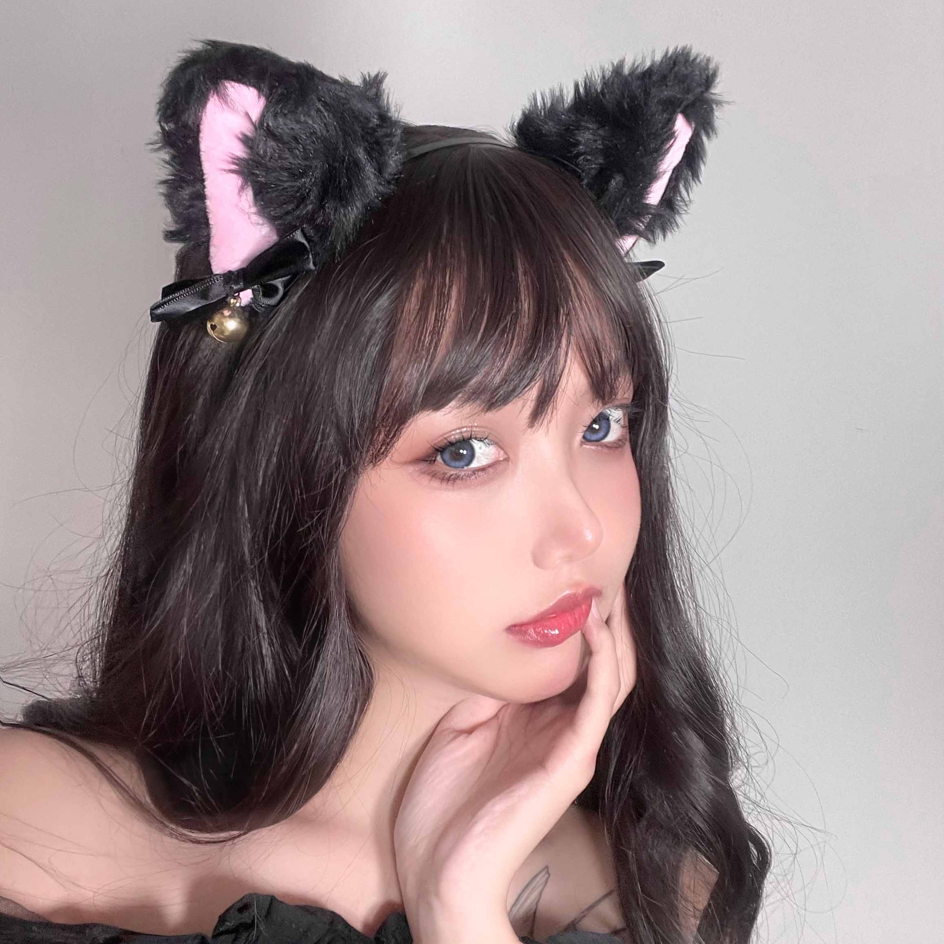 Plush Cat Ear Hairband with Bell P-1403