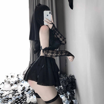 T-2397  Black and white bridal chiffon skirt - Quusvik