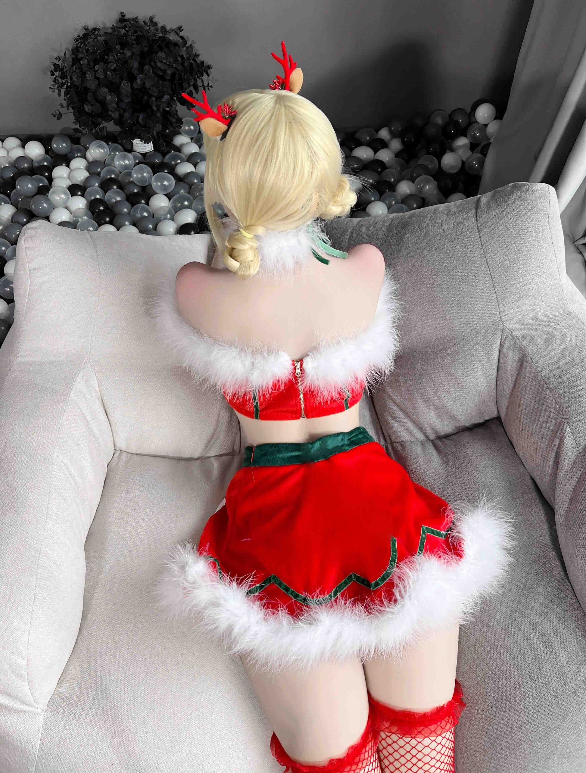 T-2488  Christmas suit bandeau split sexy uniform seduction - Quusvik