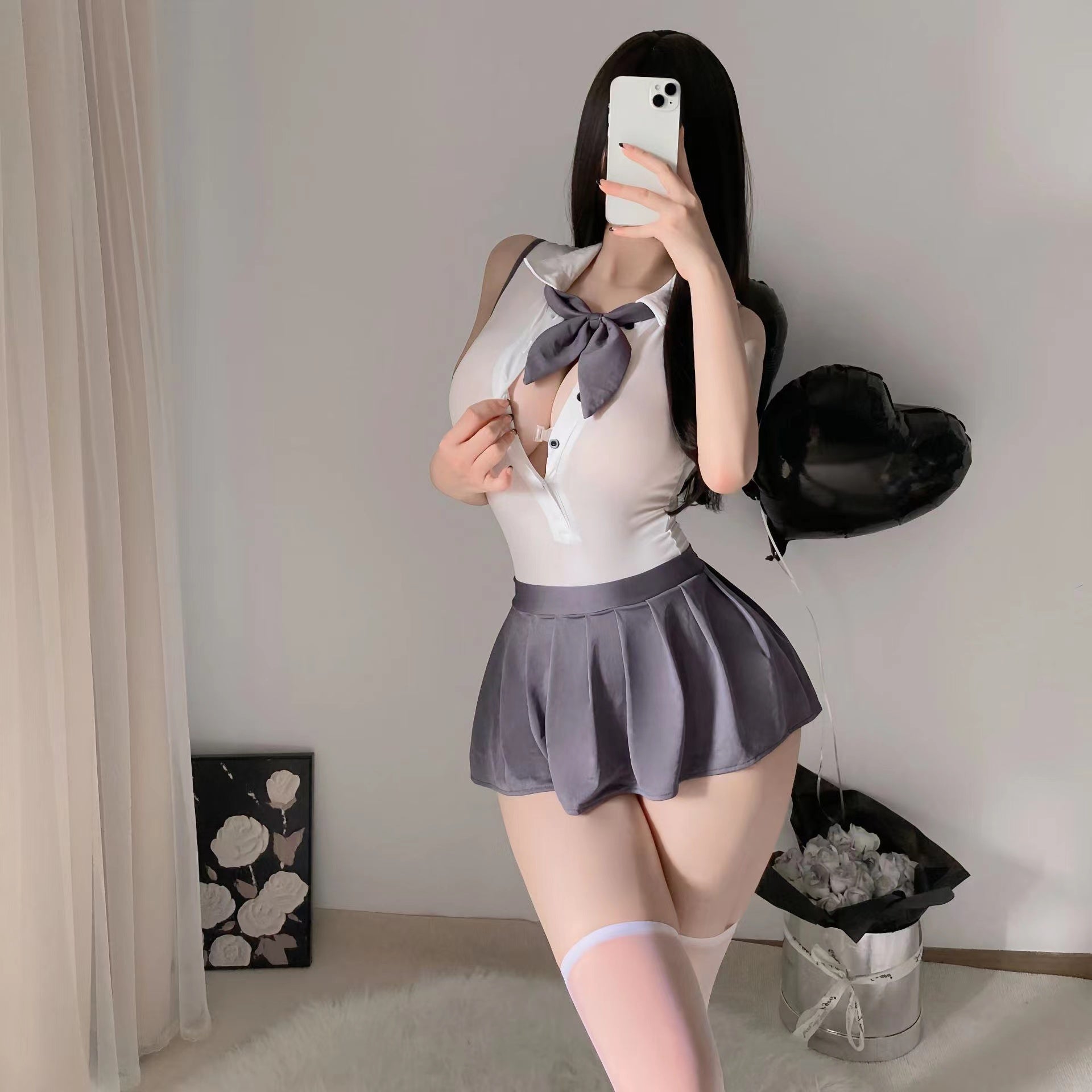 T-9180 Backless one-piece school uniform - Quusvik