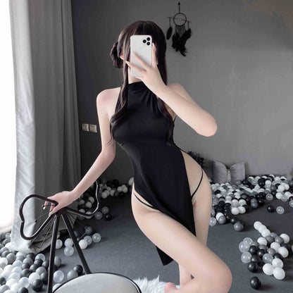 T-1020  Fun lingerie, cheongsam uniform, high slit, sexy, and free from nightclub lust - Quusvik