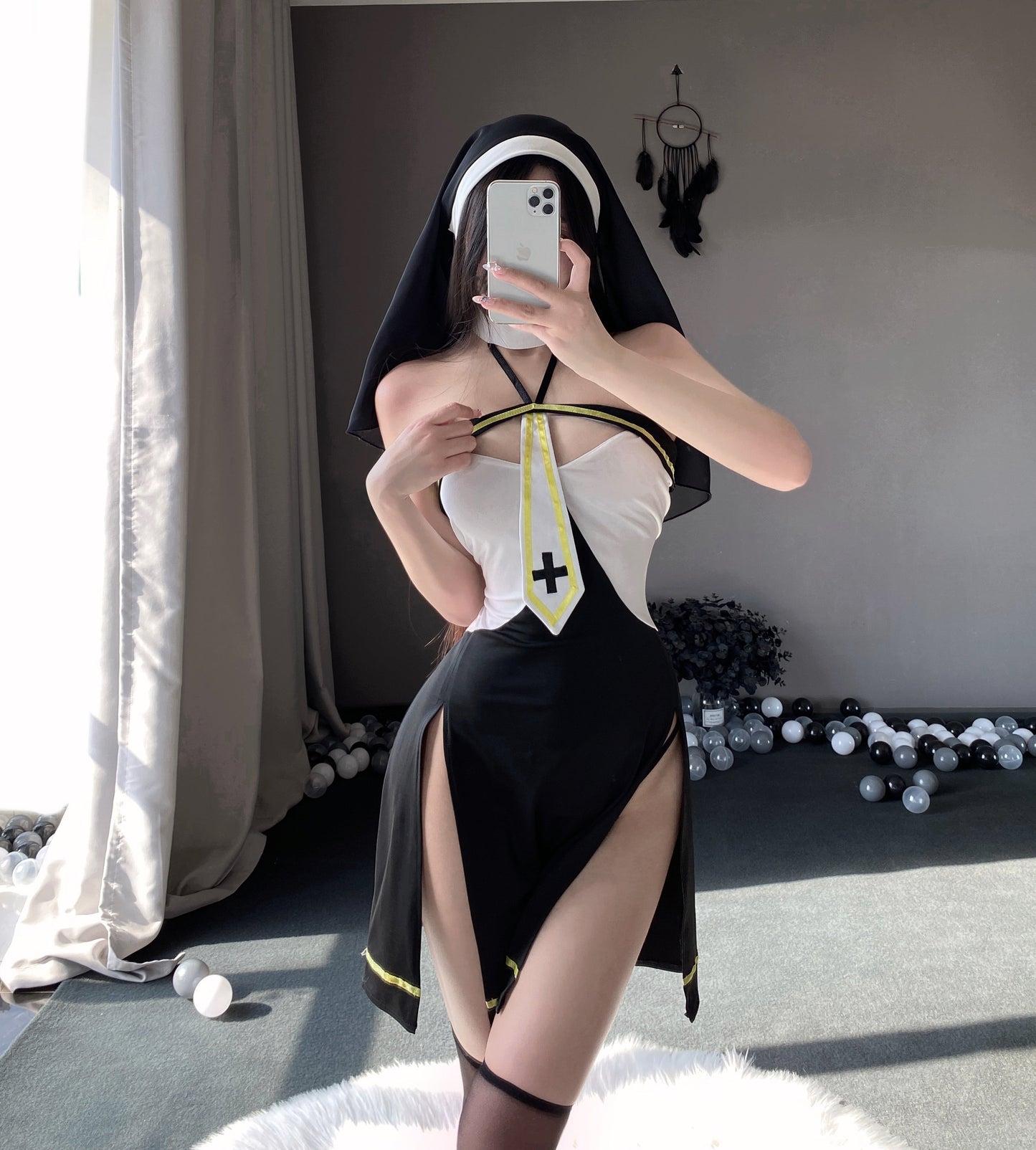 T-2723 stunner cheongsam chest exposed underwear nun royal sister female - Quusvik