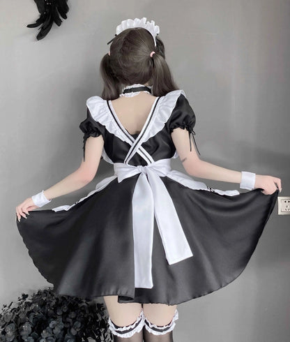 T-1229  Erotic lingerie sexy openwork seduction Japanese apron loli maid - Quusvik