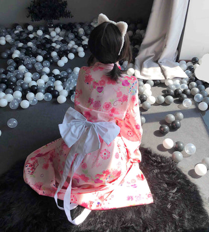 T-1140 Erotic lingerie chiffon vintage print kimono - Quusvik