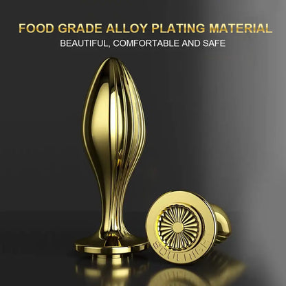 Quusvik metal butt plug with streamer design in gold for sexual wellness0