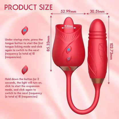 Quusvik Rose Dildo Suction Vibrator with Clitoris Sucker and Stimulator Tongue Licking Feature4