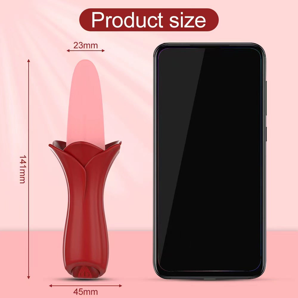 Quusvik- Rose Tongue Vibrating Stick Vaginal Licking Clitoris Stimulator - Quusvik