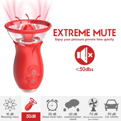 Quusvik- 2 In 1 Rose Tongue Licking Clitoris Vagina Sucker - Quusvik