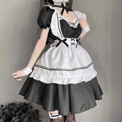 T-1229  Erotic lingerie sexy openwork seduction Japanese apron loli maid - Quusvik