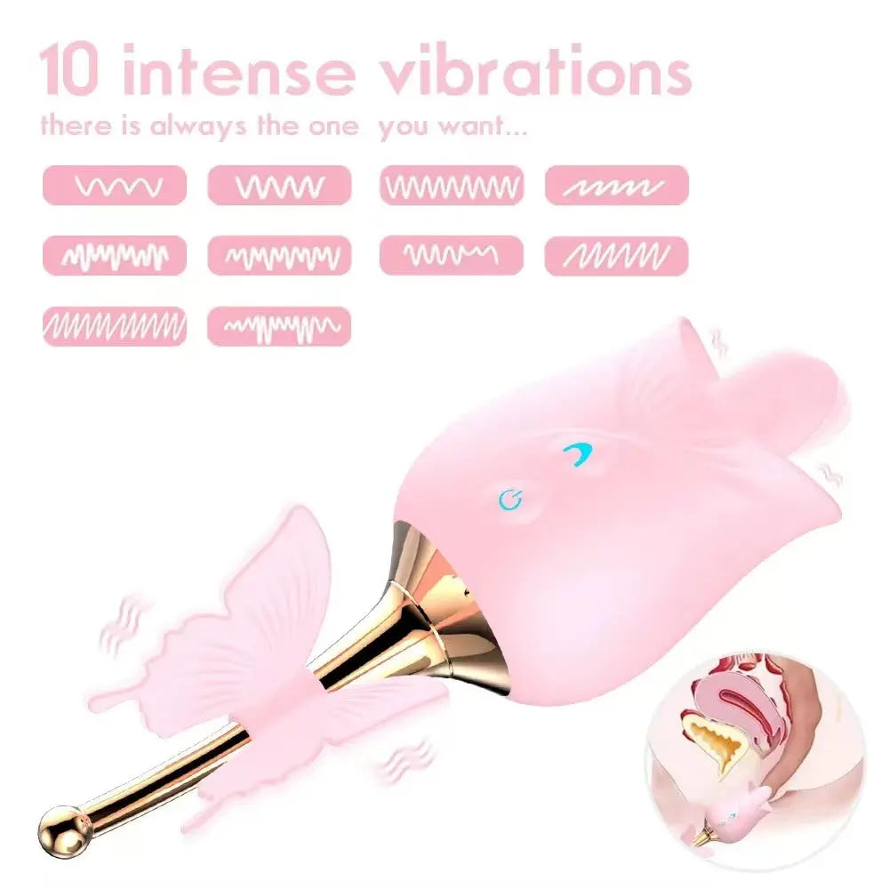 Quusvik Rose Vibrator with 10-Frequency Vibration Tongue Licking Feature for Women2