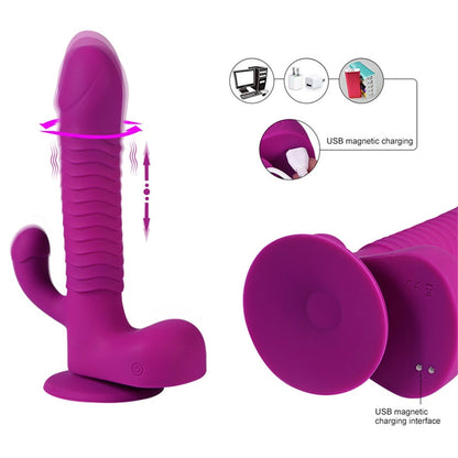 Quusvik- 360 Degree Rotating Telescopic Dildo Vibrator With Suction Cup Wireless Remote Control - Quusvik