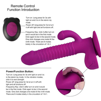 Quusvik- 360 Degree Rotating Telescopic Dildo Vibrator With Suction Cup Wireless Remote Control - Quusvik