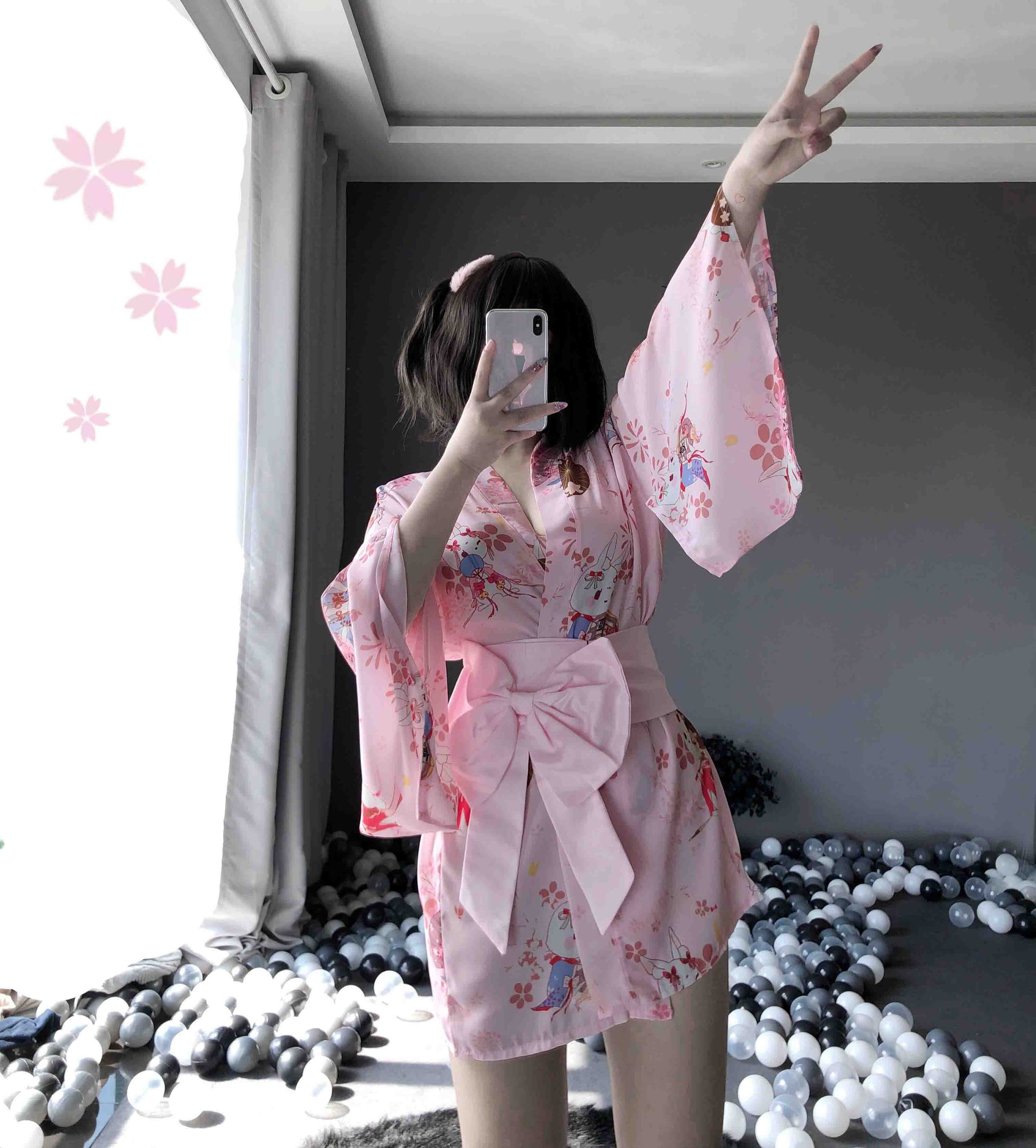 T-1141 Japanese cute open-chest kimono - Quusvik