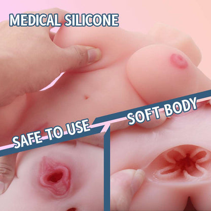 Quusvik- 5.7lb Realistic Vagina Breast Pocket Pussy Ass Masturbator With 3d Dual Channel - Quusvik