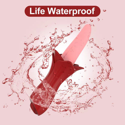 Quusvik- Rose Tongue Vibrating Stick Vaginal Licking Clitoris Stimulator - Quusvik