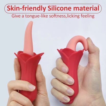 Quusvik- Rose Tongue Vibrating Stick Vaginal Licking Clitoris Stimulator - Quusvik
