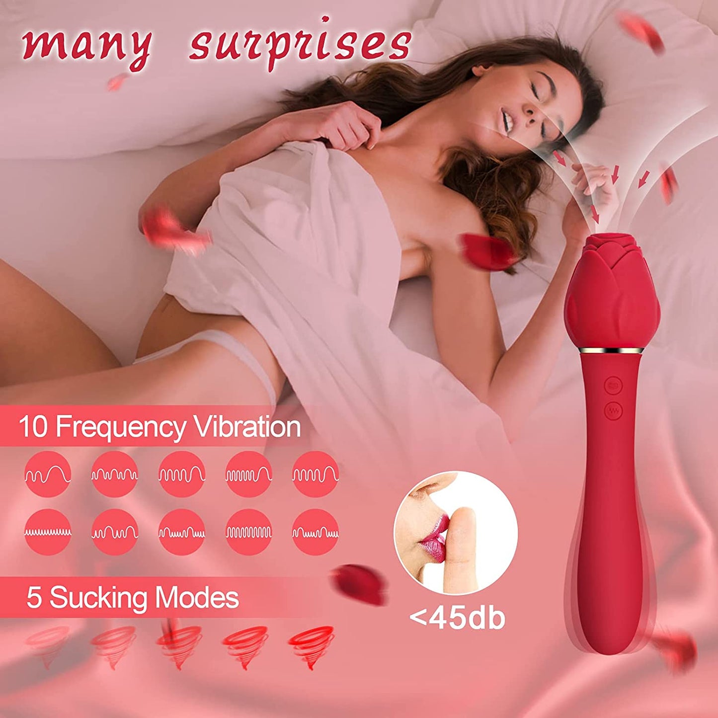 Quusvik- Rose Sucking G Spot Vibrator Clit Sucker Nipple Dildo Rabbit - Quusvik