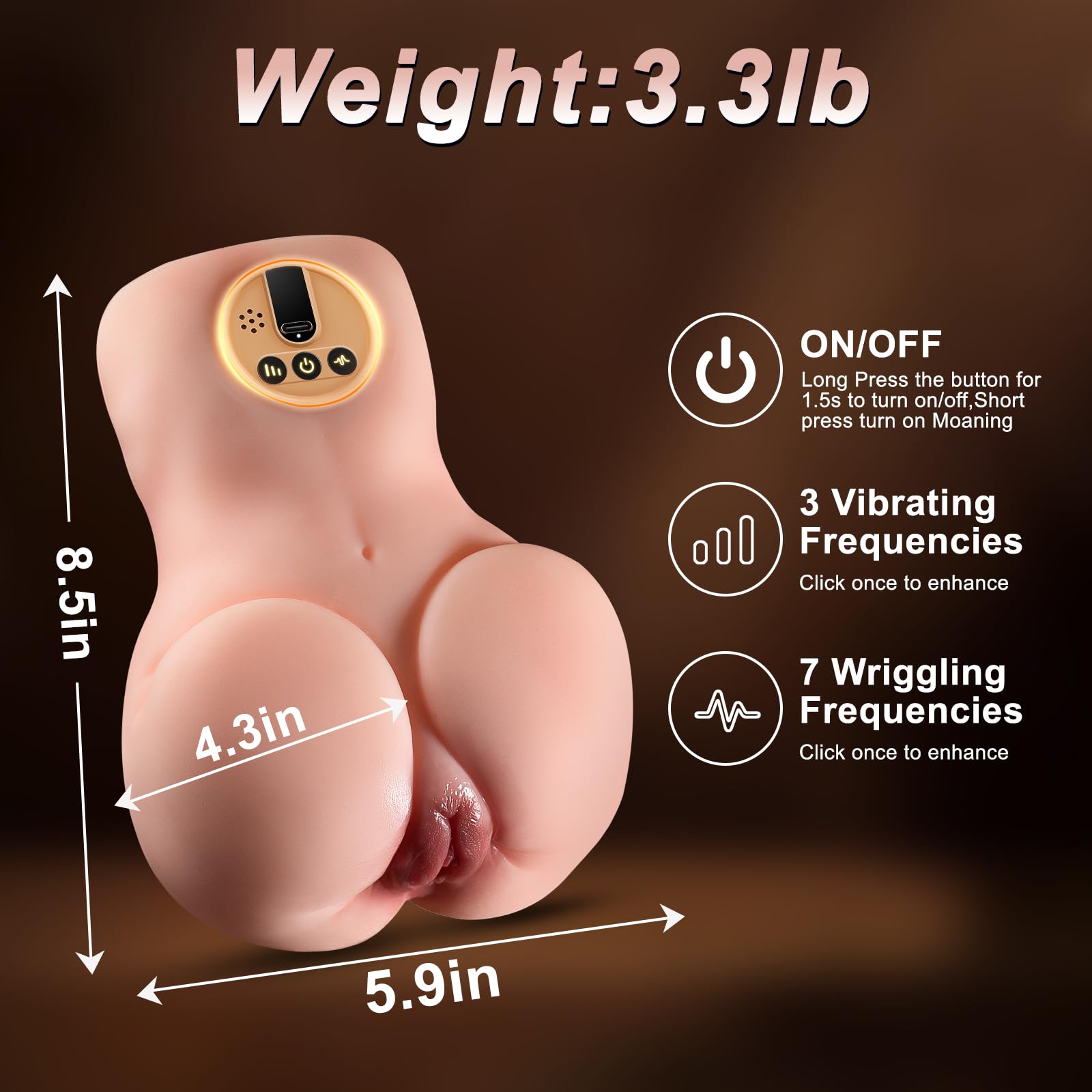 Quusvik- Sex Dolls Sex Toys for Men with 7 Wriggling 3 Vibrating Modes,Male Masturbator Pocket Pussy