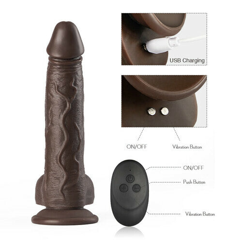 Quusvik- K05 Emulated Black Coffee Masculine Wireless Telescopic Rotating Vibrating Rod - Quusvik