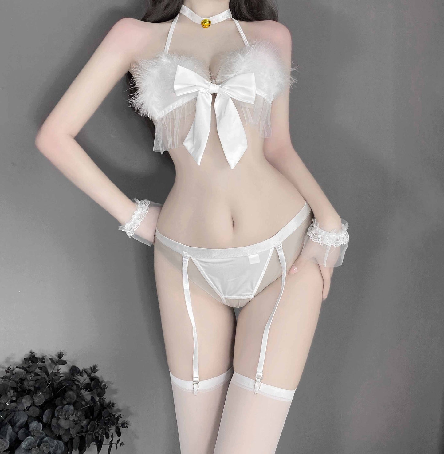 T-1014 Pure desire sexy open file three-point plush cat girl cosplay uniform temptation - Quusvik