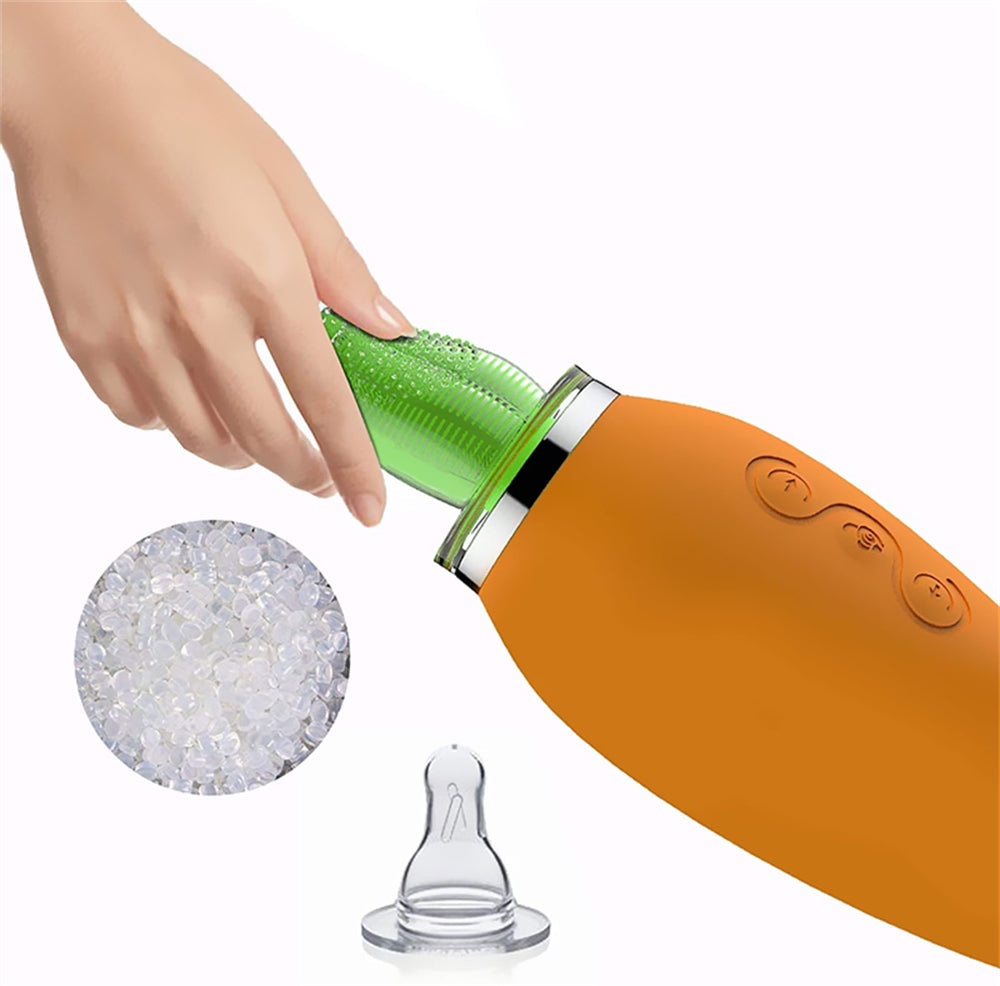 Quusvik- Carrot Vibrator Female Masturbator Vibration Av Automatic Heating Sucking Tongue Licker Pluggable - Quusvik