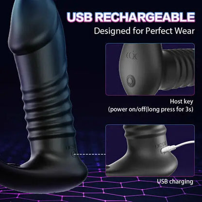 Quusvik - 10 Thrilling Vibration 3 Thrusting Silicone Remote Control Cock Ring Anal Vibrator Gay toy - Quusvik