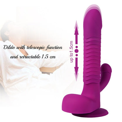 Quusvik- 360 Degree Rotating Telescopic Dildo Vibrator With Suction Cup Wireless Remote Control - Quusvik