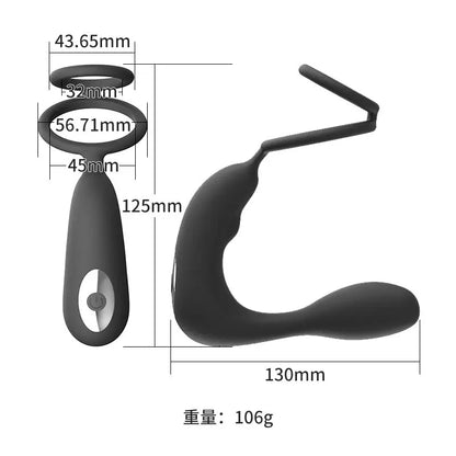 Quusvik remote control lock semen vibration anal plug for men with front and rear atrium stimulation, masturbation device, penis massage collar0