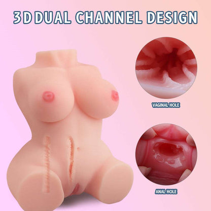Quusvik- 5.7lb Realistic Vagina Breast Pocket Pussy Ass Masturbator With 3d Dual Channel - Quusvik