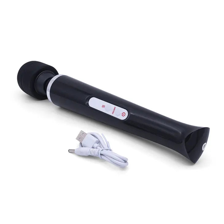 Quusvik black 10-speed rechargeable vibrating massager wand for women2