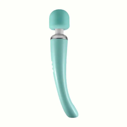 Quusvik green curved rechargeable wand vibrator for women1