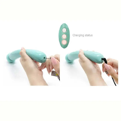 Quusvik green curved rechargeable wand vibrator for women5
