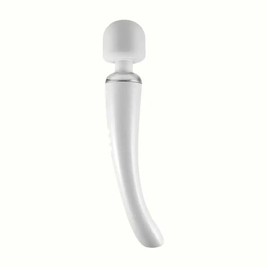 Quusvik white curved rechargeable wand vibrator5