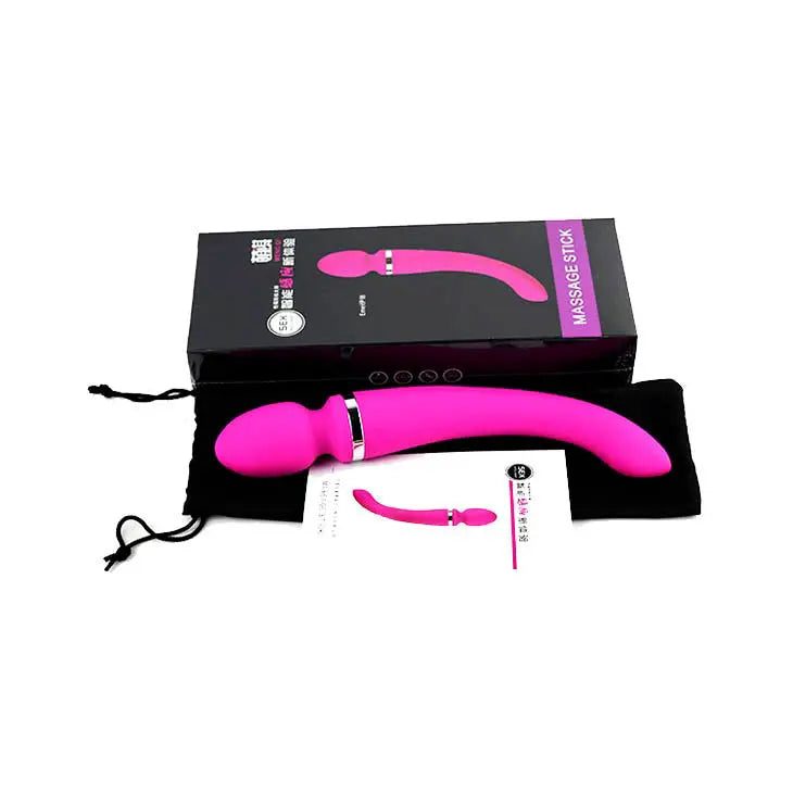 Quusvik double-ended pink 20 function curved G-Spot wand vibrator for women0