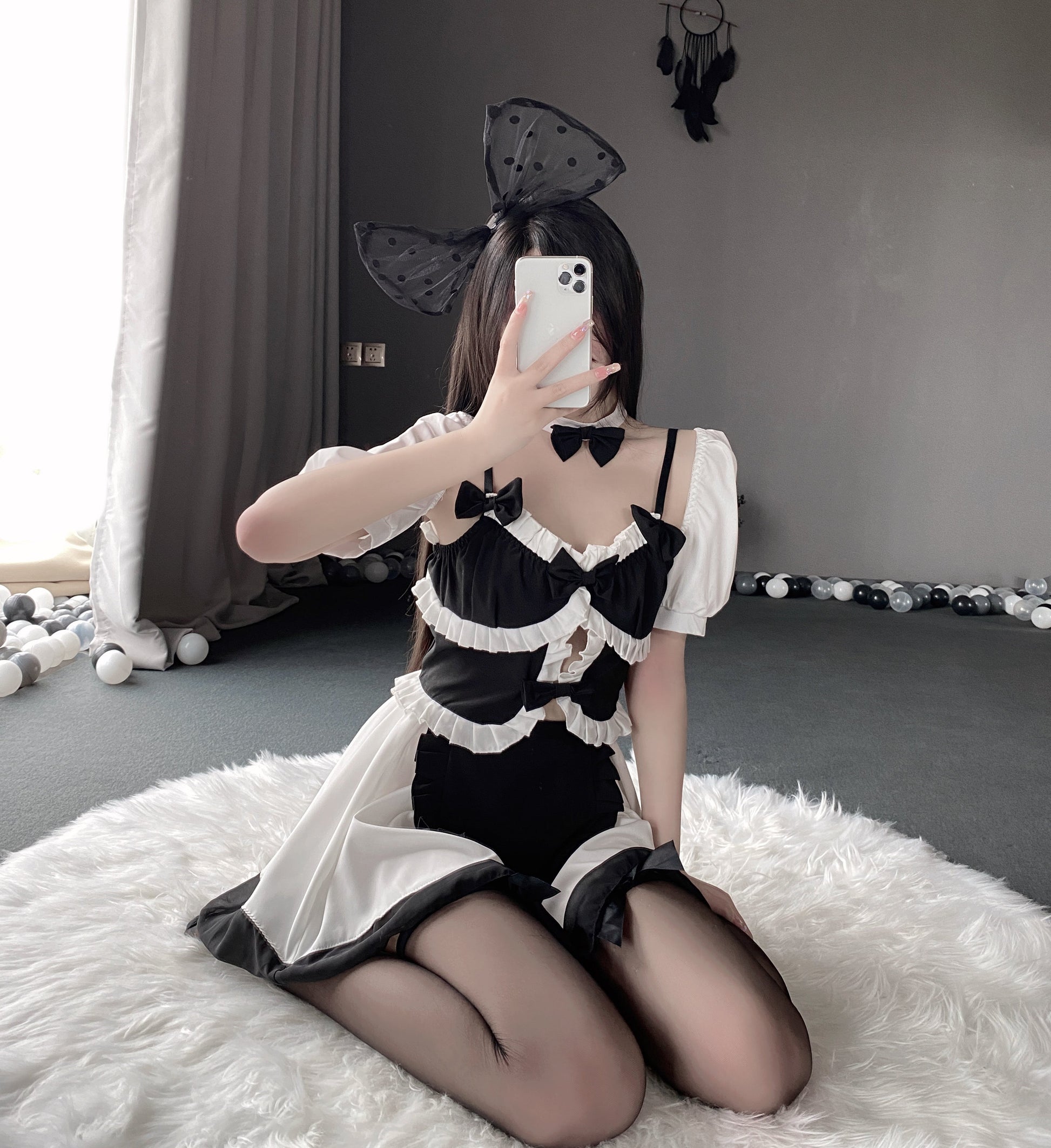 T-2538  Cute soft girl Japanese black and white maid maid suit cos Lolita - Quusvik