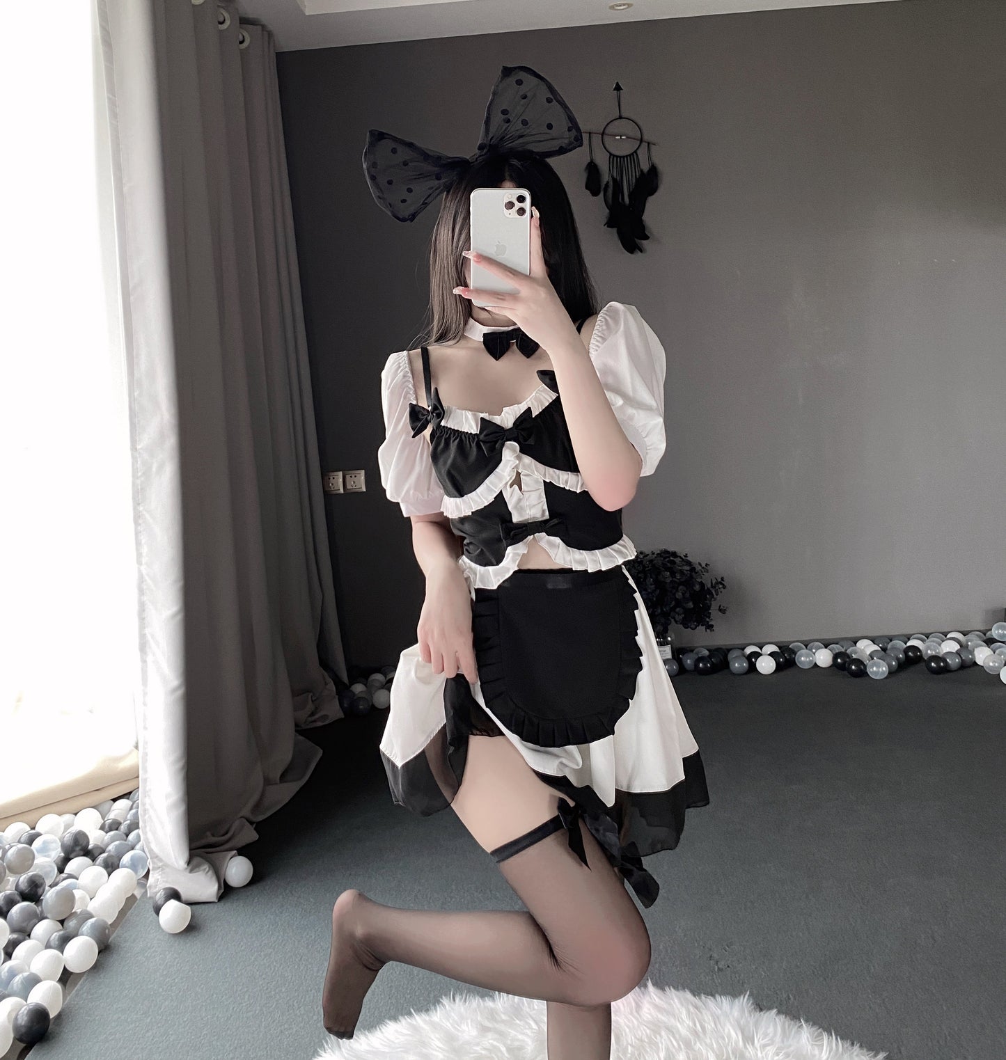 T-2538  Cute soft girl Japanese black and white maid maid suit cos Lolita - Quusvik