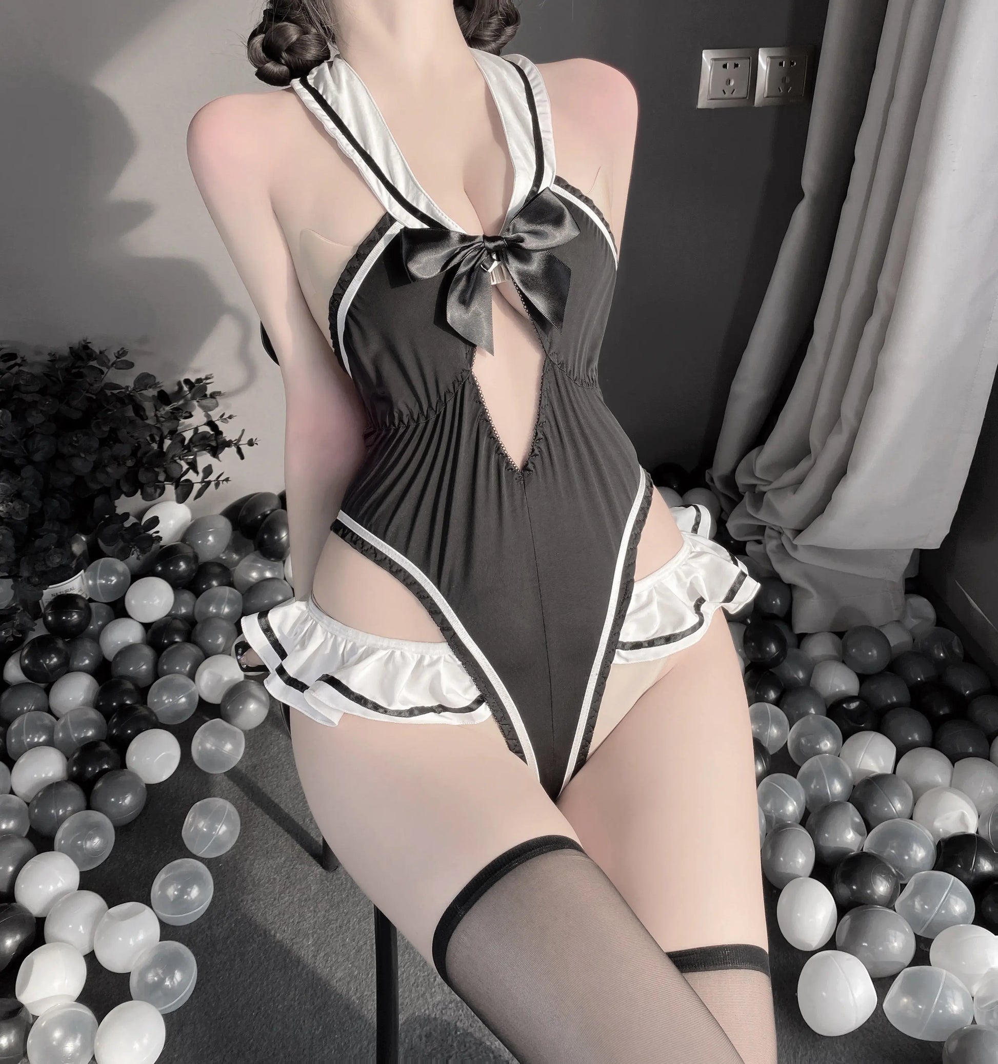 T-2520 Open one-piece sexy pajama temptation - Quusvik