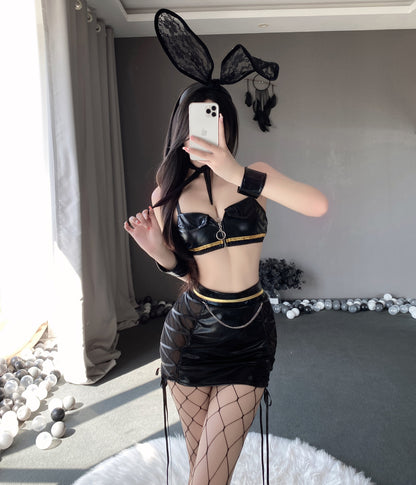 T-2633  Bunny girl uniform seduction cosplay tight patent leather - Quusvik