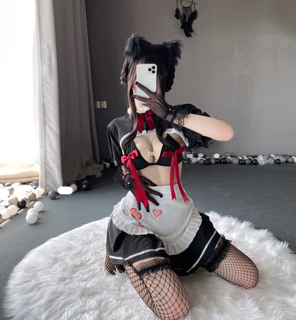 T-2620 Cute maid dress passion uniform seduction set - Quusvik