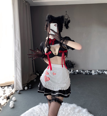 T-2620 Cute maid dress passion uniform seduction set - Quusvik