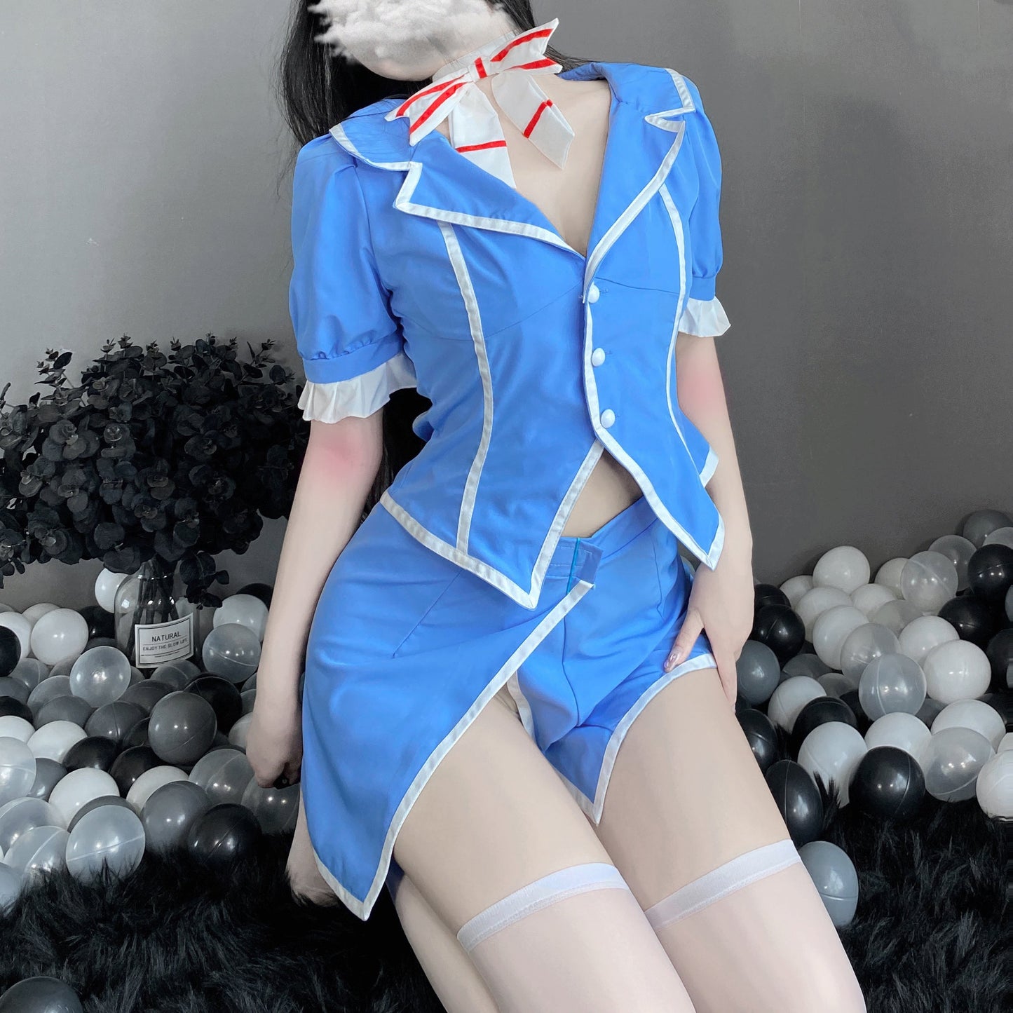 T-2532 Role play sexy flight attendant uniform seduction buttock passion set - Quusvik