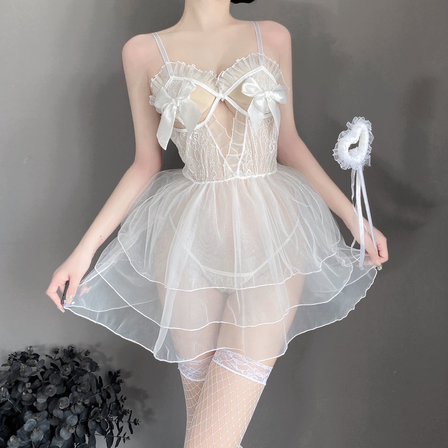 T-2541  Sweet mesh bride opens without taking off her jumpsuit uniform - Quusvik